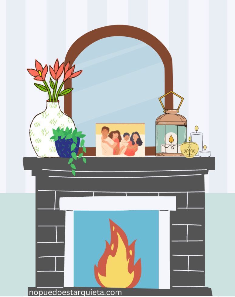 cómo decorar la repisa de una chimenea