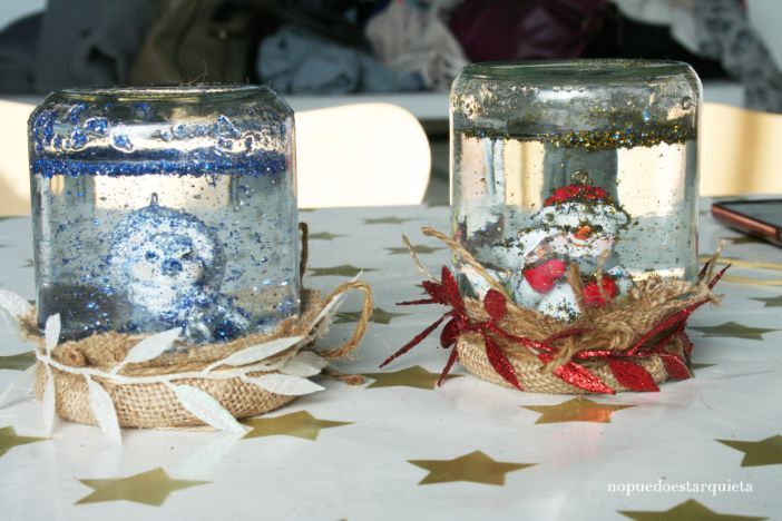 resultado de cómo hacer bolas de nieve con tarros de cristal